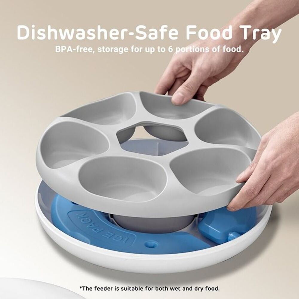 iPettie Donut Frost 6-Meal Automatic Pet Feeder with Dual Ice Packs Cordless - Picture 3 of 6